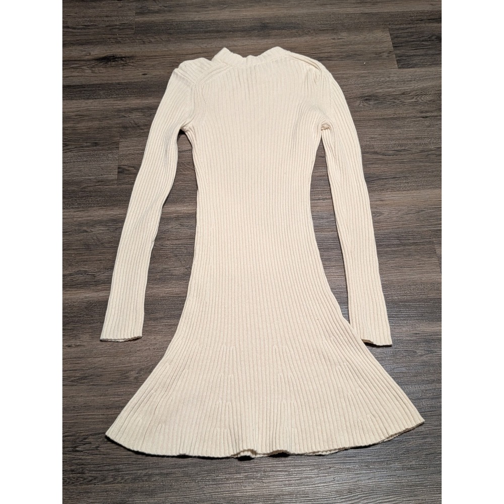 Proenza Schouler White Label Cream Ribbed Knit Mock Neck Sweater Dress M READ - Picture 3 of 6